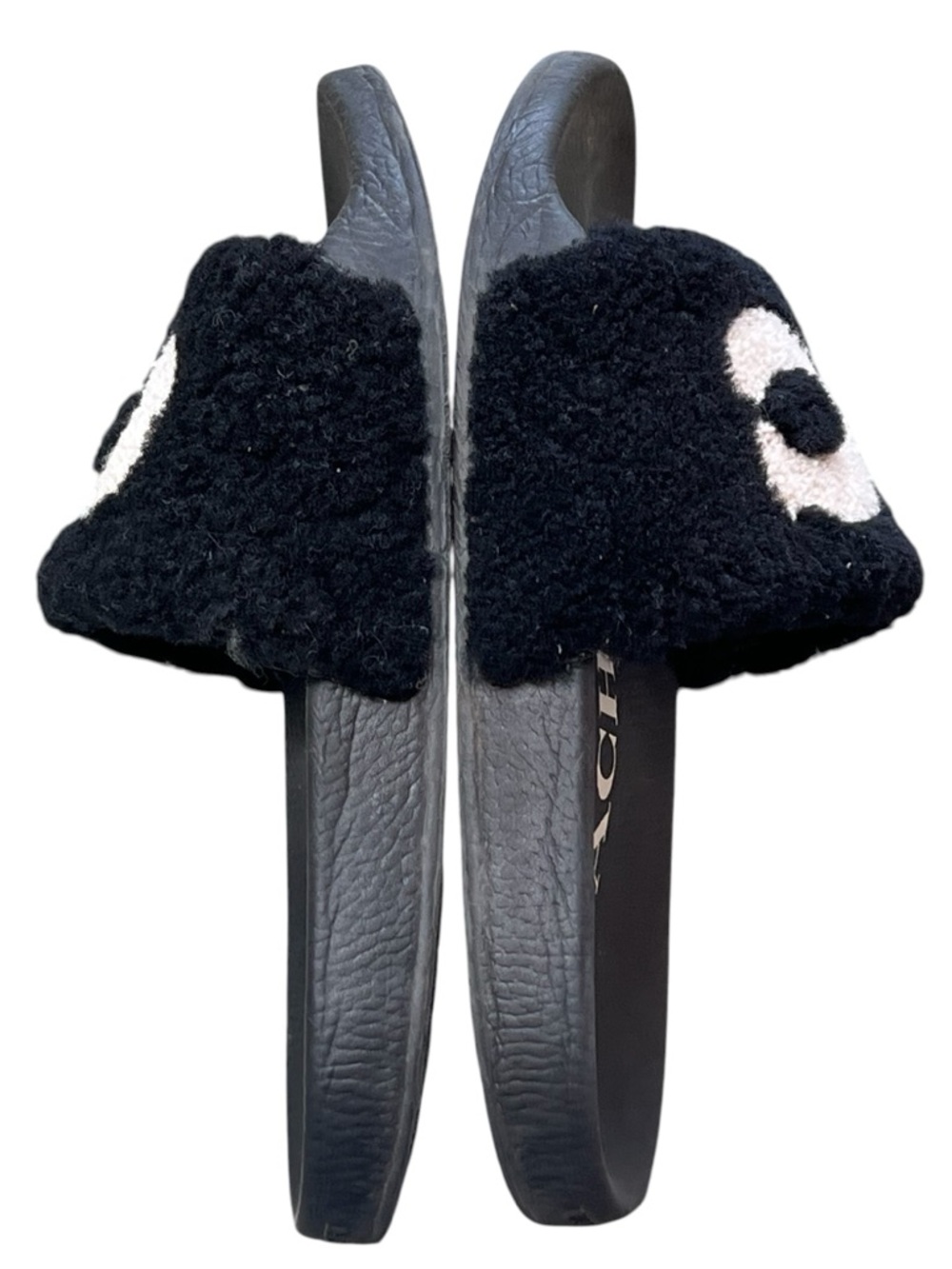 Coach Ulla black and cream shearling slide - Picture 6 of 7